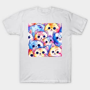 Watercolor cat pattern T-Shirt